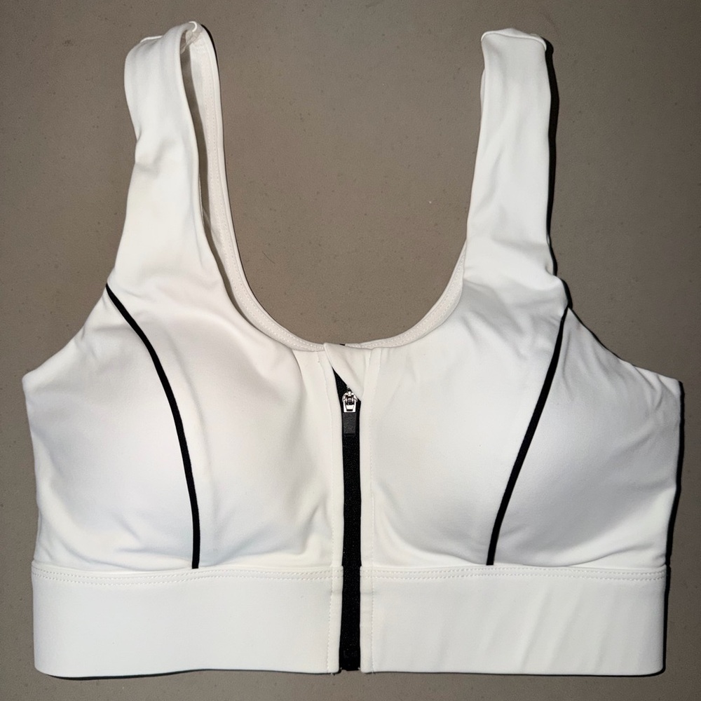 ALL ACCESS White Sports Bra with Black Trim